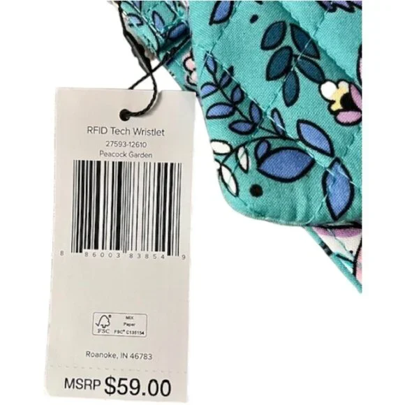 Vera Bradley RFID Tech Wristlet Clear Touch Screen Back - Peacock Garden - Picture 5 of 7